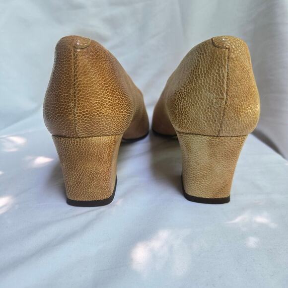 NEW Vtg Enzo Angliolini Square-Toe 9N Deadstock Tan Leather Textured Old Money - Picture 6 of 10
